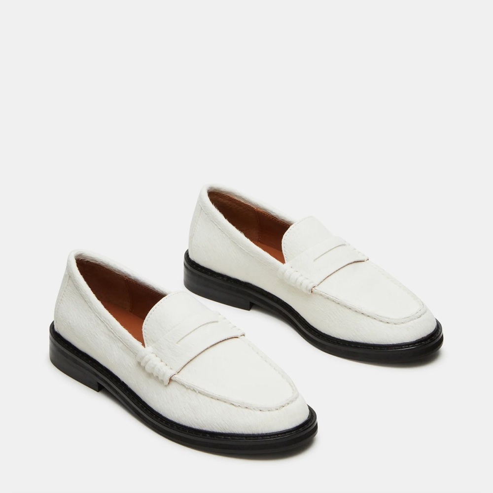 Steve Madden White Multi Loafers with Black Soles